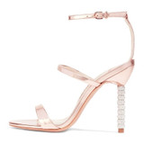 New Women  High Heels Luxury Gold Silver Sandals Rhinestone Shoes Woman Summer Sandals Elegant Party Wedding Shoes