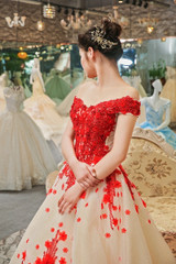 luxury sexy evening dress gowns vestidos de festa longo vestido longo de festa para casamento avondjurk red lace flowers