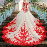 luxury sexy evening dress gowns vestidos de festa longo vestido longo de festa para casamento avondjurk red lace flowers