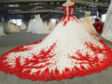 luxury sexy evening dress gowns vestidos de festa longo vestido longo de festa para casamento avondjurk red lace flowers