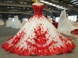 luxury sexy evening dress gowns vestidos de festa longo vestido longo de festa para casamento avondjurk red lace flowers