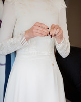 Real Photo Simple Long Sleeve Plain Satin Wedding Dress Bridal Gown Bride Custom Made