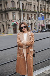 Women lambs wool coat female long thick warm shearling coats faux suede leather jackets autumn winter female outerwear