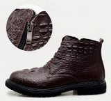 Business Men Boots Elite Men's Shoes Crocodile Texture Fur Men Snow Boots High Quality Leather Shoes Warm Chelsea Boots