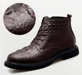 Business Men Boots Elite Men's Shoes Crocodile Texture Fur Men Snow Boots High Quality Leather Shoes Warm Chelsea Boots