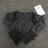 Sport Fitness Seamless Yoga Set Suit Camouflage Workout Clothes Gym for Women Leggings Breathable Long-sleeved Yoga suit