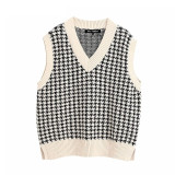 Women 2020 Fashion Oversized Knitted Vest Sweater V Neck Sleeveless Side Vents Loose Female Waistcoat Chic Tops