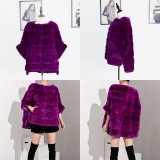 Wine Purple Coat Women Leather Jacket Rex Rabbit Fur Jacket Real Fur Coat Women Plus Size Winter Coat Women Jacket