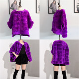 Wine Purple Coat Women Leather Jacket Rex Rabbit Fur Jacket Real Fur Coat Women Plus Size Winter Coat Women Jacket