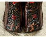 Women Leather Pumps Retro Wedge Heels High Women Shoes Autumn Slip On Handmade Genuine Leather Embroidery Pumps Women Casual