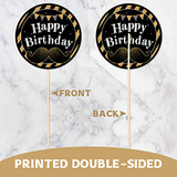 24Pack Mr Onederful Centerpiece Sticks Table Toppers Little Man First Birthday Party Decorations, Black and Gold Party Favor Table Decoration Mustache Party Decor