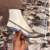 Sexy Bling Bling Crystal Wedding Shoes Bride PVC Rhinestone Patchwork Dress Pumps Pointed Toe Glittering Heels Pumps