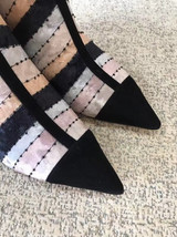 woman female colorblocked velvet high heel ankle boots booties