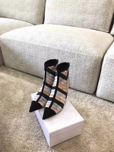 woman female colorblocked velvet high heel ankle boots booties