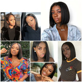Halo Lady Hair Short Bob Cut Human Lace Front Wigs Brazilian Straight 4x4 Lace Bob Wig For Women