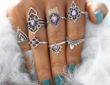 Purple Tibetan Inspired Flower Ring Set
