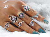 Purple Tibetan Inspired Flower Ring Set