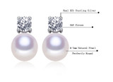 Natural White Freshwater Pearl And Zircon Stud Earrings - $49 PROMO FREE SHIPPING