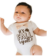 Boys Thanksgiving Shirt Fall Ya'll with Bow Tie Cute Bodysuit with Saying