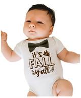 Boys Thanksgiving Shirt Fall Ya'll with Bow Tie Cute Bodysuit with Saying