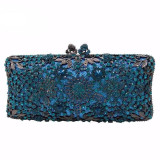 Turquoise Blue Women Crystal Clutch Evening Bag Bridal Wedding Party Dinner Diamond Minaudiere Handbag Purse