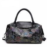 Genuine Leather Women Floral Print Handbag Ladies Cowhide Leather Tote Bag Fashion Design Special Women Shoulder Bag