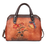 Genuine Embossed Leather Handbag Women High Quality Messenger Shoulder Cross body Bags Female Luxury Floral Vintage Tote Bag Genuine Embossed Leather Handbag Women High Quality Messenger Shoulder Cross body Bags Female Luxury Floral Vintage Tote Bag