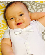 White Suit Baby Vest - Baby Tuxedo Vest - Baby Boy Wedding Vest - Baby Boy Baptism Vest - Baby Vest Bodysuit