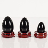 Undrilled Certified Natural Black Obsidian Yoni Egg (Set of 3)