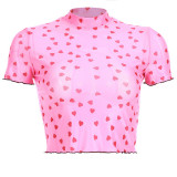 Mesh Festival Short Sleeve Turtleneck Crop Top (Multiple Colors)