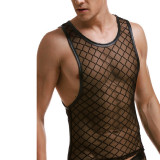 Faux Leather Mesh Tank Top Faux Leather Mesh Tank Top