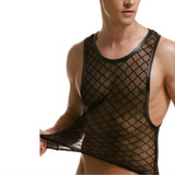 Faux Leather Mesh Tank Top Faux Leather Mesh Tank Top