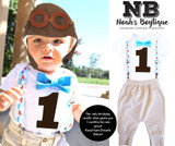 Vintage Airplane First Birthday Outfit Boy Plane Theme