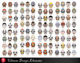 ★104 Types of "Peking Opera,beijing opera" Face Clipart,EPS Vector pattern Design,EPS clipart,tattoo design,Digital Download vector