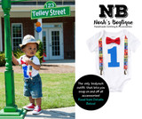 Sesame Street First Birthday Outfit Baby Boy Elmo Cookie Monster