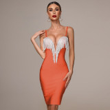 Autumn New Women's Fashion Sexy Bandage Dress Blue White Pink Black Spaghetti V-neck Tassel Party  Christmas Dress Autumn New Women's Fashion Sexy Bandage Dress Blue White Pink Black Spaghetti V-neck Tassel Party  Christmas Dress