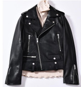 Spring Genuine Leather Jacket Women  Fashion Real Sheepskin Coat Rivet Motorcycle Biker Jacket Female Sheep Leather Coat