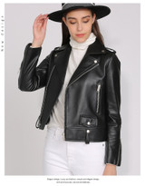 Spring Genuine Leather Jacket Women  Fashion Real Sheepskin Coat Rivet Motorcycle Biker Jacket Female Sheep Leather Coat