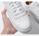 Fashion White Split Leather Women Chunky Sneakers White Shoes Lace Up Tenis Feminino Zapatos De Mujer Platform Women Casual Shoe