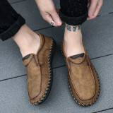 New Comfortable Casual Shoes Loafers Men Shoes Quality Split Leather Shoes Men Flats Hot Sale Moccasins Shoes Big Sz