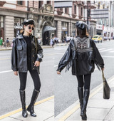 Leather Jacket Women Fringed Rivet Punk PU Leather Jacket Locomotive Short Coat Motorcycle Outerwear Lady Embroidery Coats