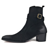 Genuine Cow Leather Suede high heel Men Boots high top Zipper fashion British style fashion men's Chelsea Boots  Hot Sales