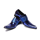 Luxury Patent Leather Men Oxford Shoes Square Toe Multicolor Rivets Men Dress Shoes Wedding Formal Brogue Shoes