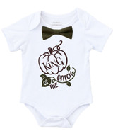 Toddler Boy Fall Shirt with Saying and Olive Green Bow Tie