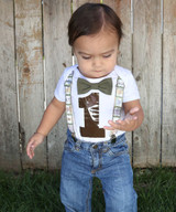 Jungle Safari Personalized First Birthday Shirt Suspenders and Bow Tie