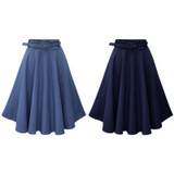 Denim Jeans A line High Elastic Waist Streetwear Midi Pleated Women's Skirt Denim Jeans A line High Elastic Waist Streetwear Midi Pleated Women's Skirt