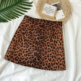 Sawesy Leopard Cotton High Waist Women Streetwear A line Mini Skirt