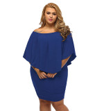 Plus Size Women's Glamorous Solid Color Mini Dress
