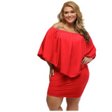 Plus Size Women's Glamorous Solid Color Mini Dress