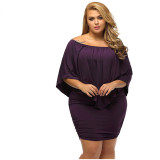 Plus Size Women's Glamorous Solid Color Mini Dress